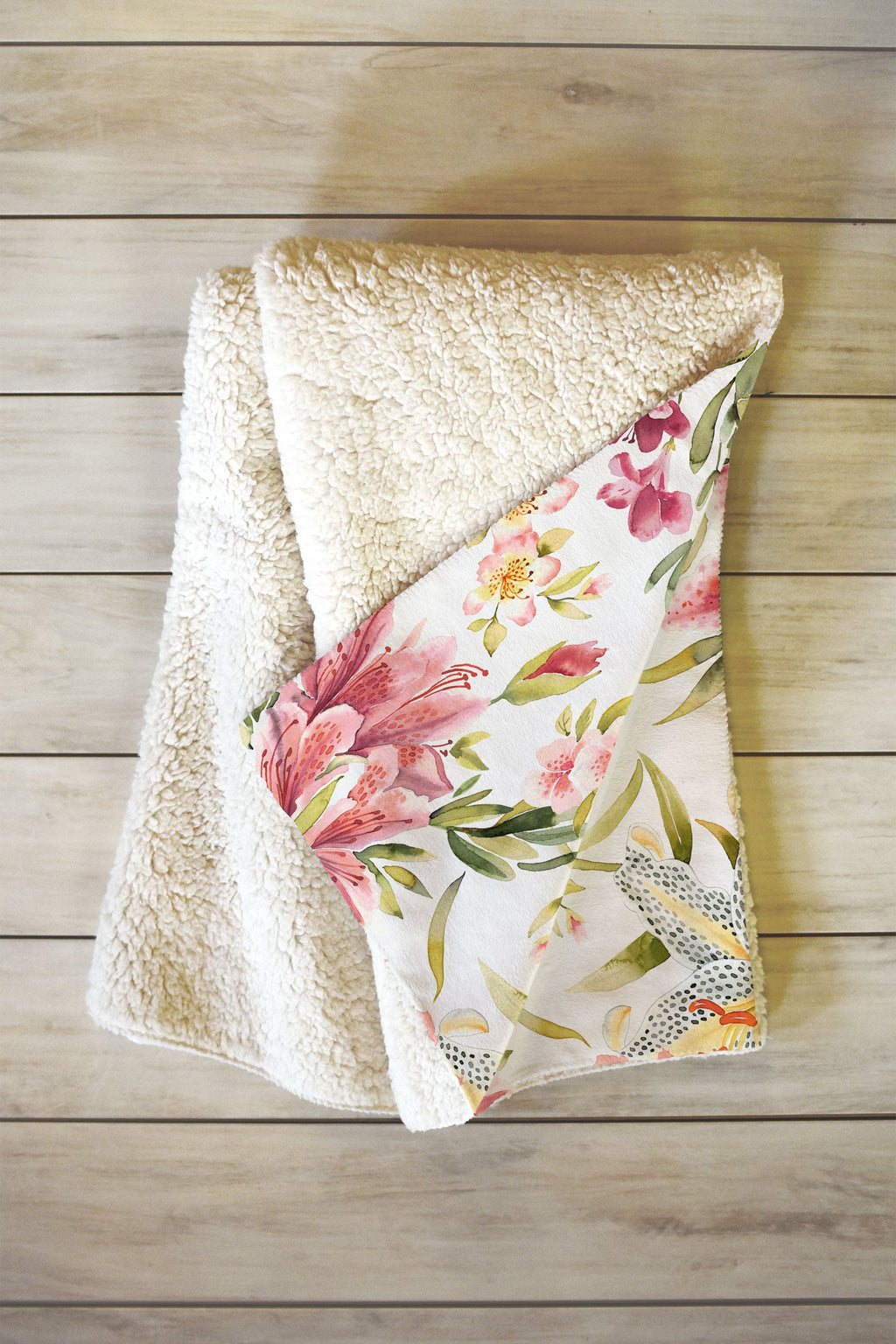 Ninola Design Botanic Retreat Lily Lush Floral Orange Green Fleece Throw Blanket