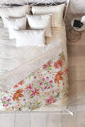 Ninola Design Botanic Retreat Lily Lush Floral Orange Green Fleece Throw Blanket