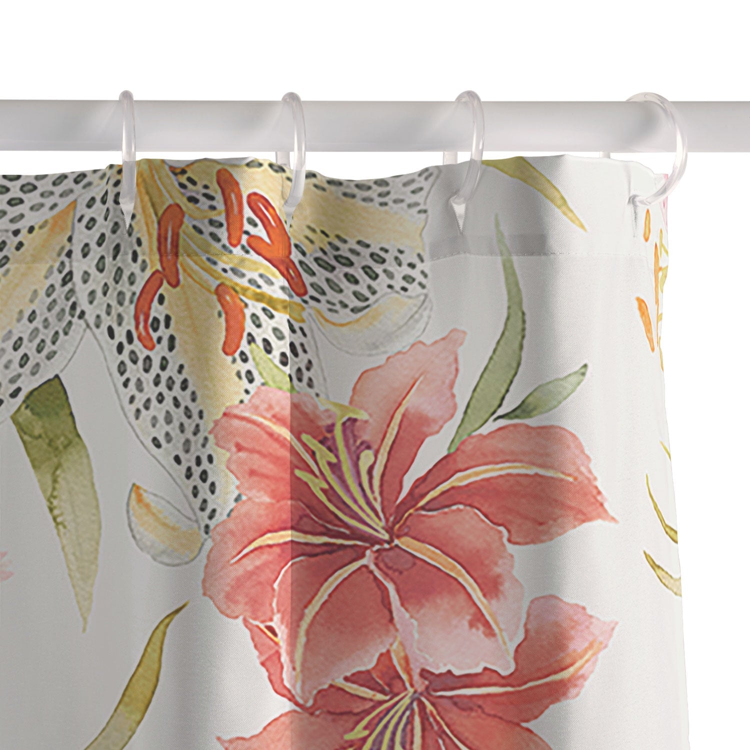 Ninola Design Botanic Retreat Lily Lush Floral Orange Green Shower Curtain
