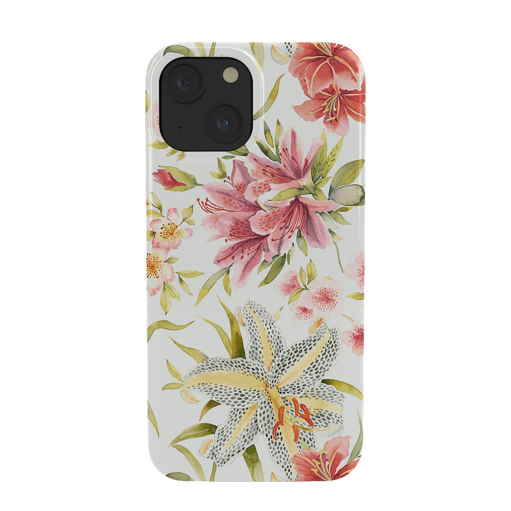 Ninola Design Botanic Retreat Lily Lush Floral Orange Green Phone Case