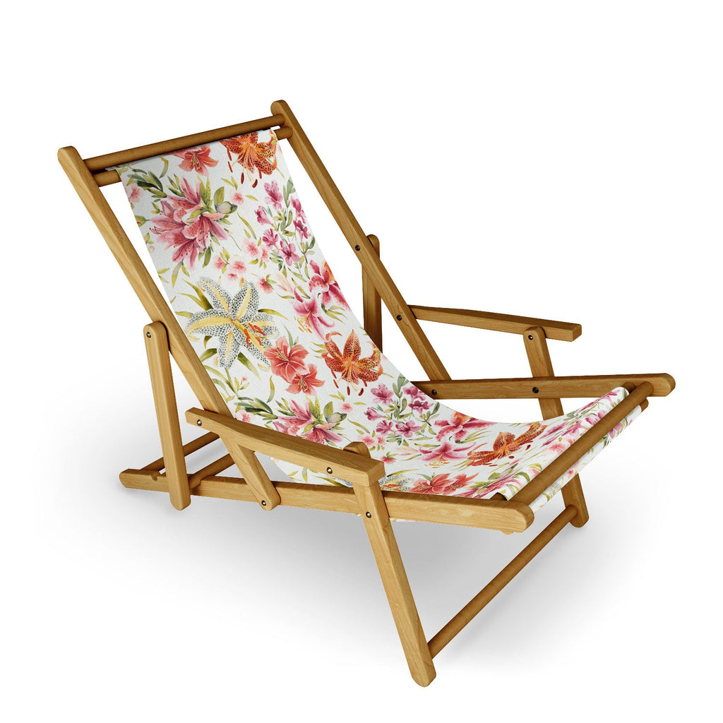 Ninola Design Botanic Retreat Lily Lush Floral Orange Green Sling Chair