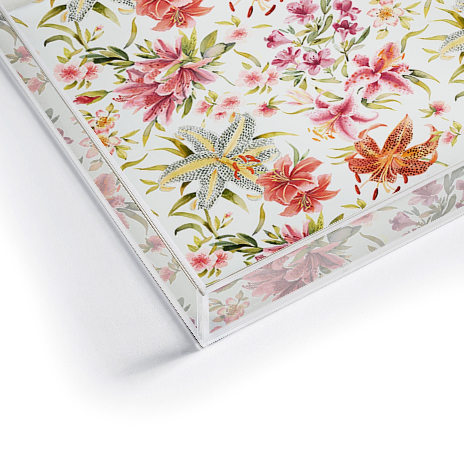 Ninola Design Botanic Retreat Lily Lush Floral Orange Green Acrylic Tray