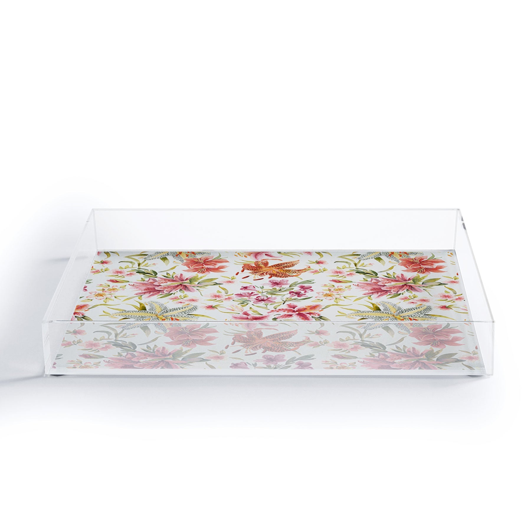 Ninola Design Botanic Retreat Lily Lush Floral Orange Green Acrylic Tray