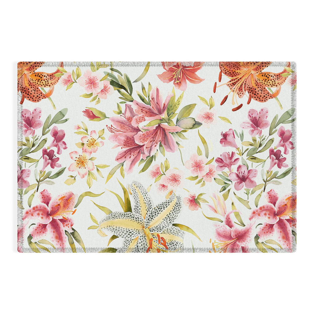 Ninola Design Botanic Retreat Lily Lush Floral Orange Green Outdoor Rug