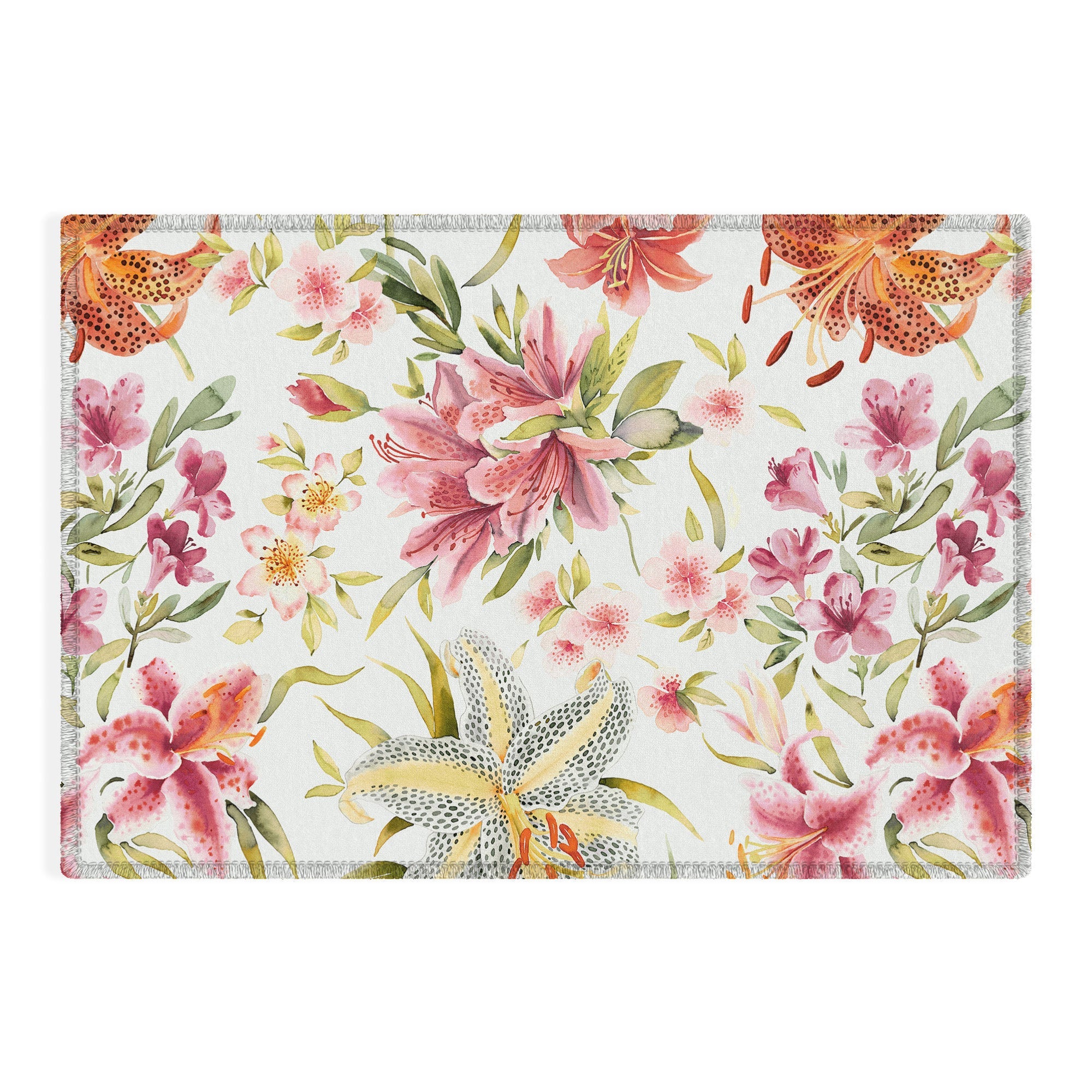 Ninola Design Botanic Retreat Lily Lush Floral Orange Green Outdoor Rug