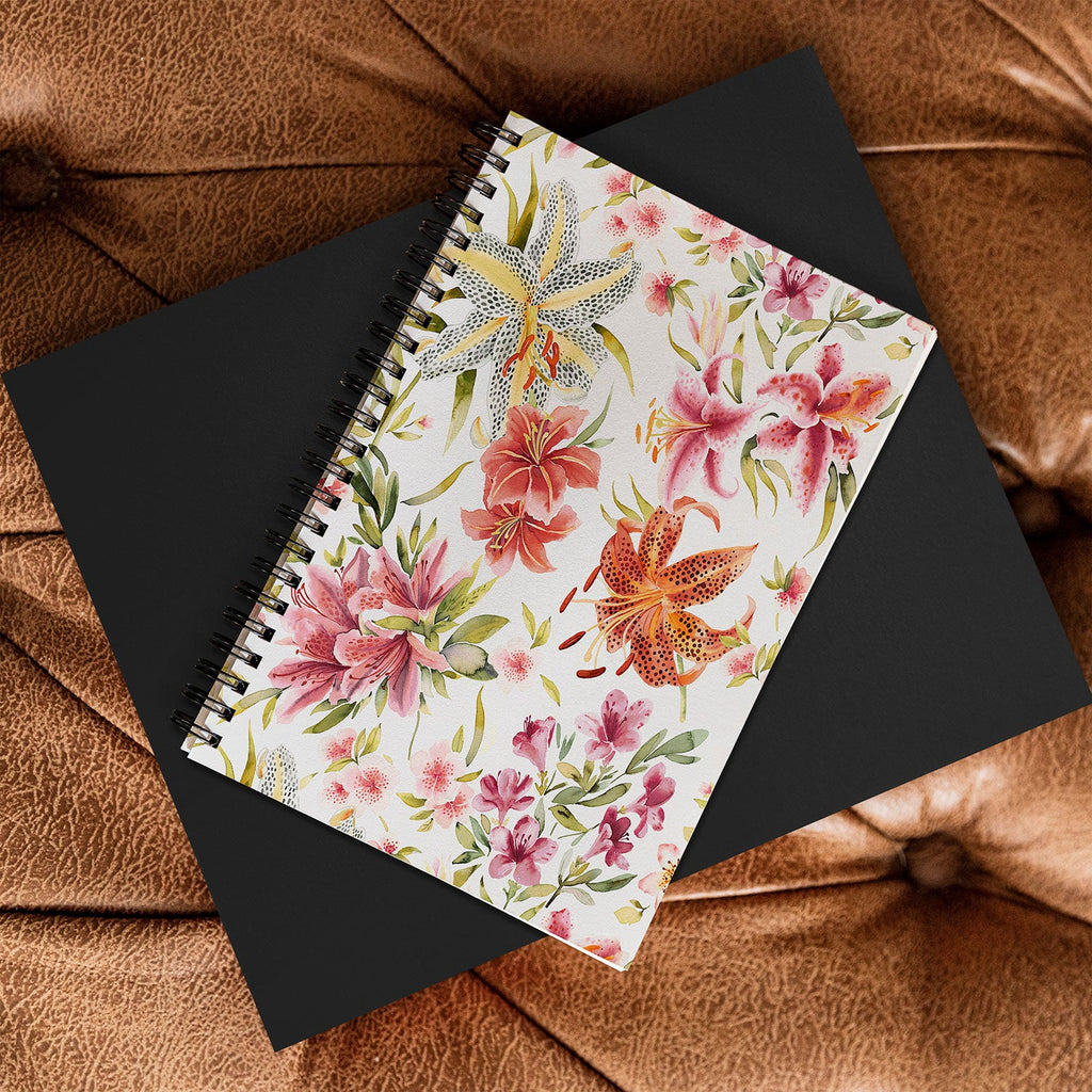 Ninola Design Botanic Retreat Lily Lush Floral Orange Green Spiral Notebook