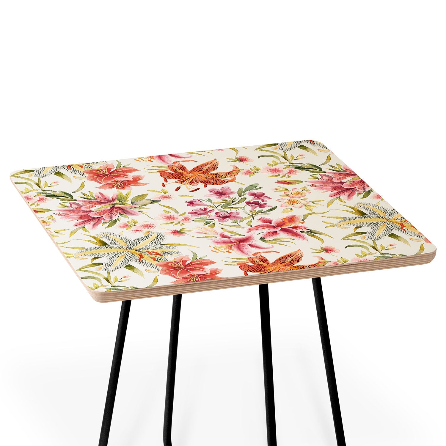 Ninola Design Botanic Retreat Lily Lush Floral Orange Green Side Table