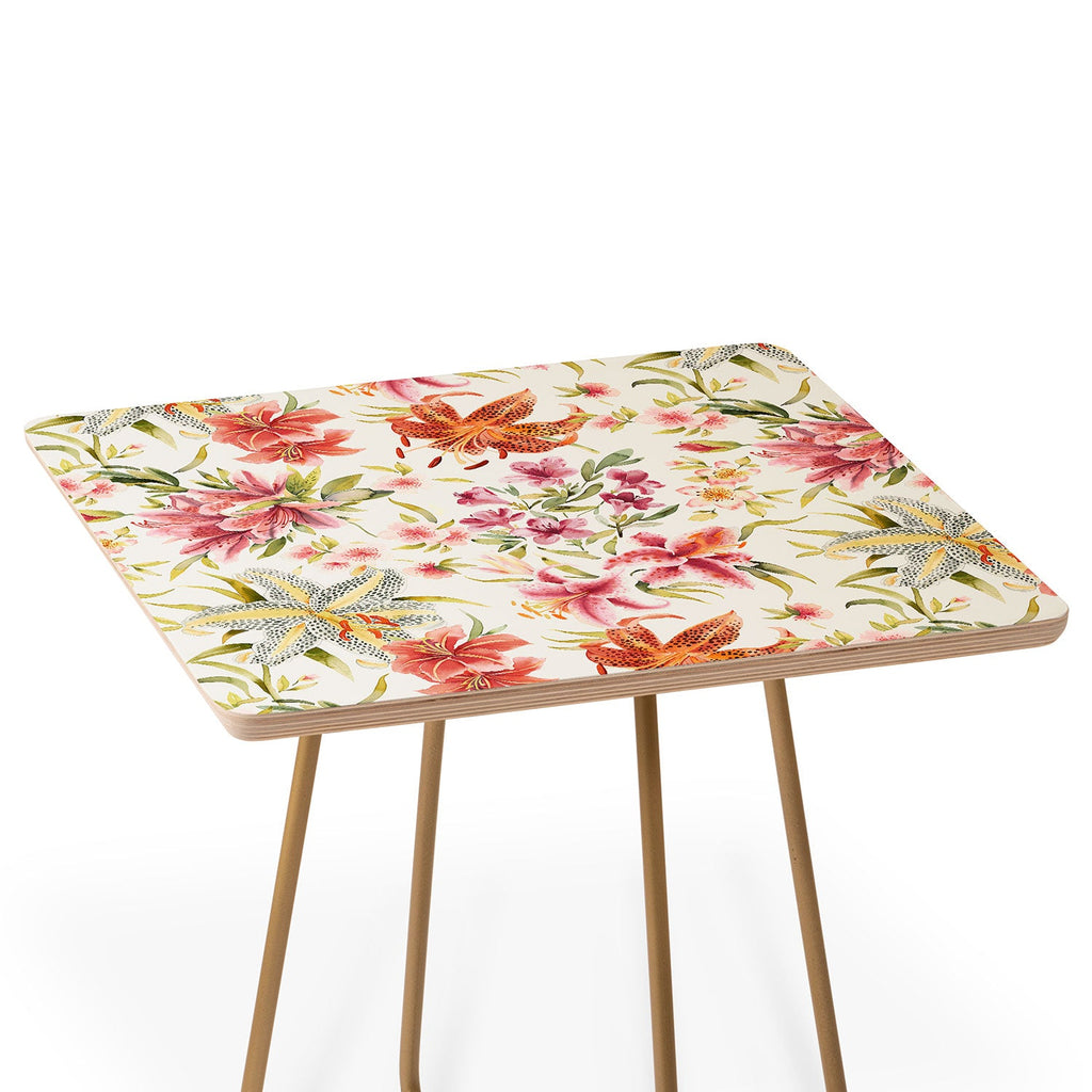 Ninola Design Botanic Retreat Lily Lush Floral Orange Green Side Table