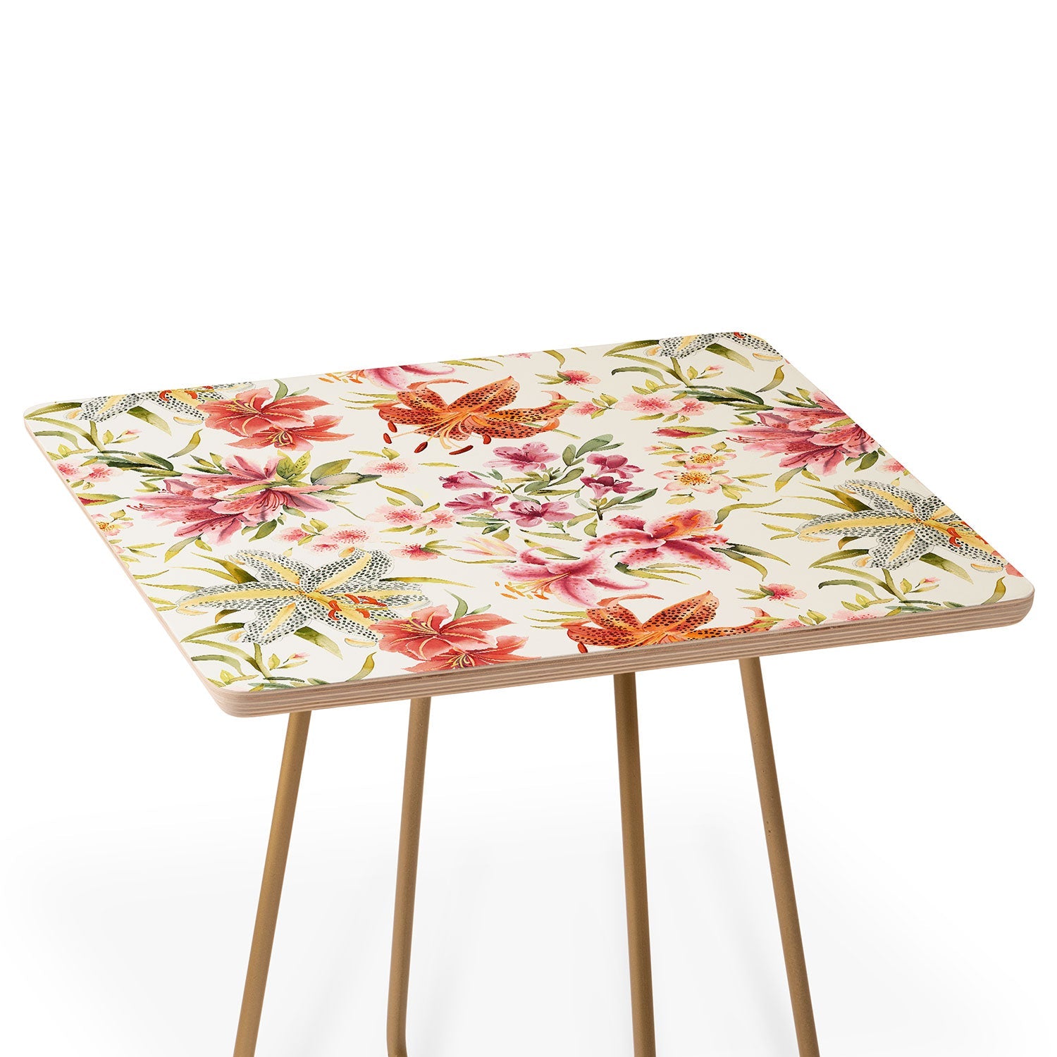 Ninola Design Botanic Retreat Lily Lush Floral Orange Green Side Table