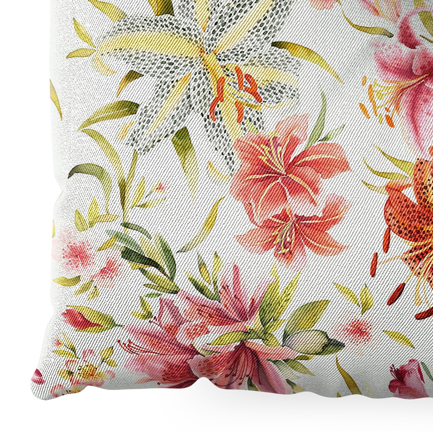 Ninola Design Botanic Retreat Lily Lush Floral Orange Green Floor Pillow Square