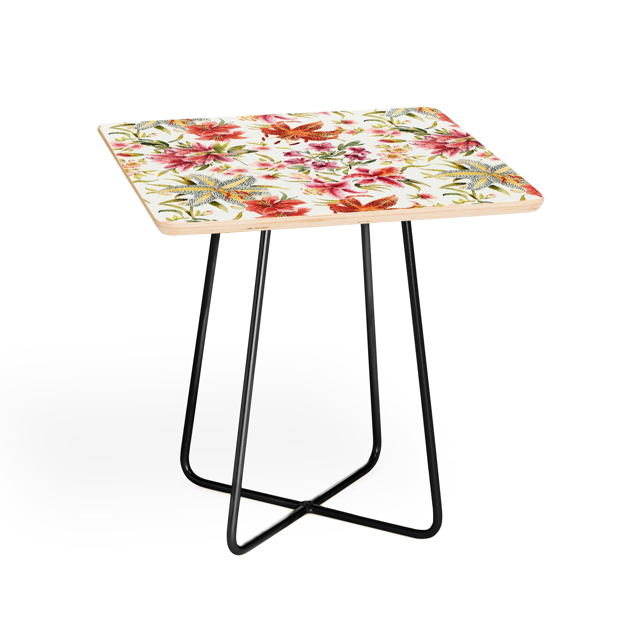 Ninola Design Botanic Retreat Lily Lush Floral Orange Green Side Table