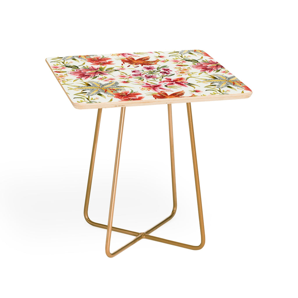 Ninola Design Botanic Retreat Lily Lush Floral Orange Green Side Table