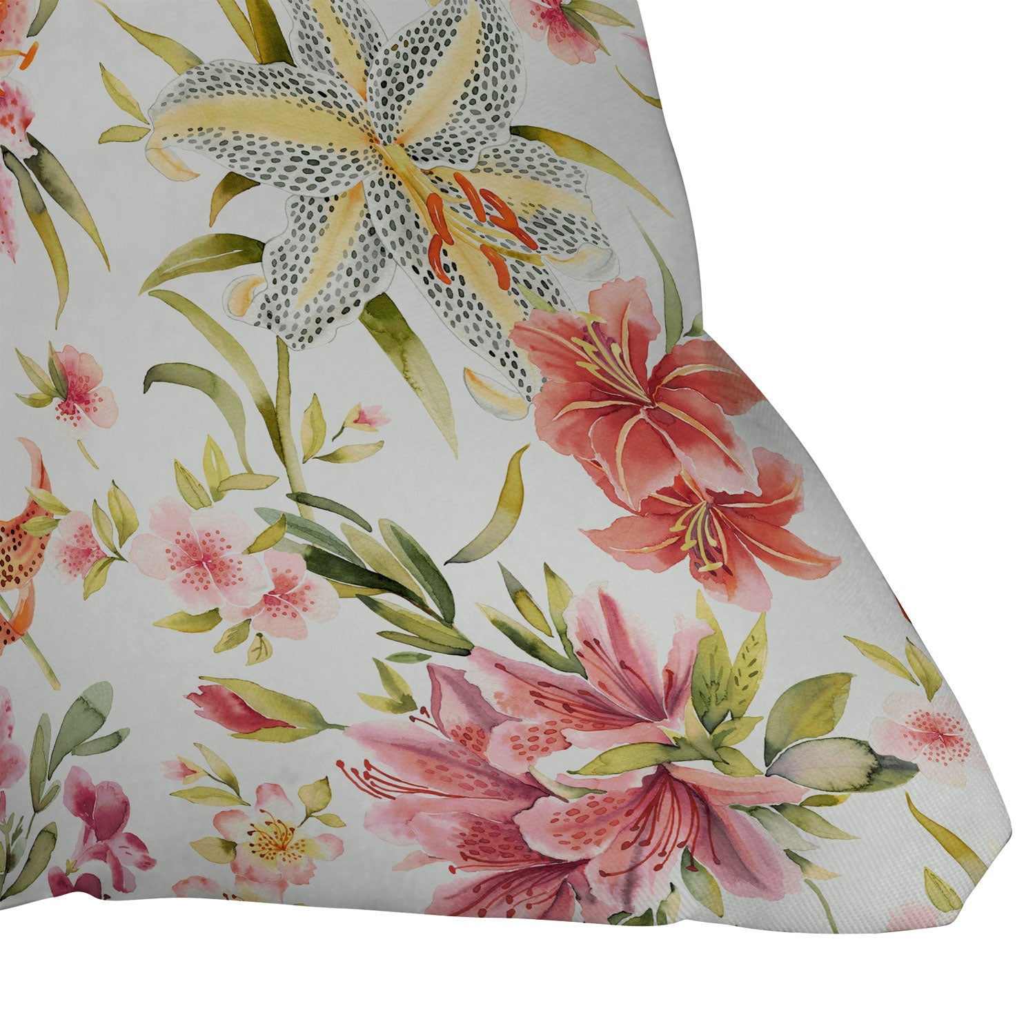 Ninola Design Botanic Retreat Lily Lush Floral Orange Green Outdoor Throw Pillow