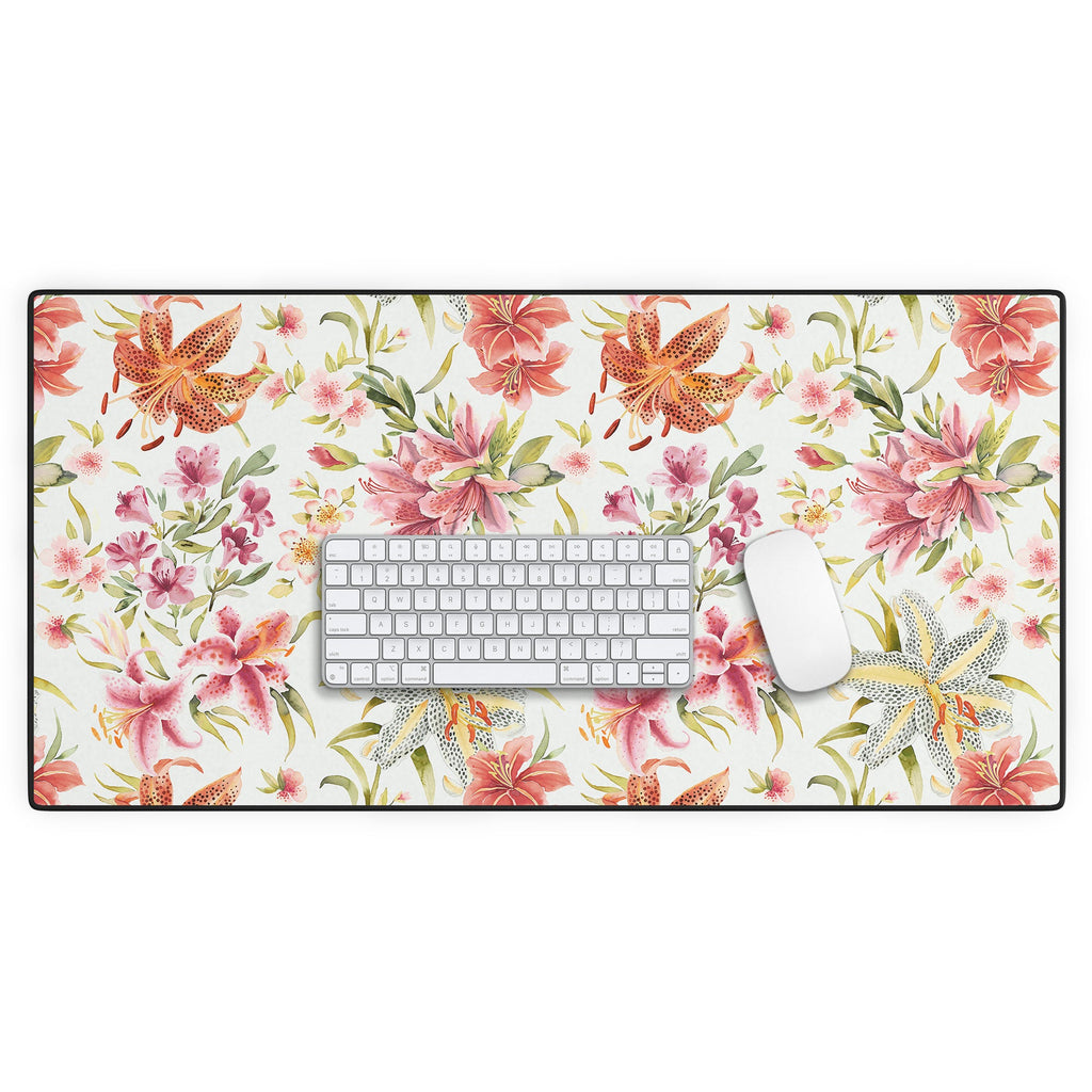 Ninola Design Botanic Retreat Lily Lush Floral Orange Green Desk Mat