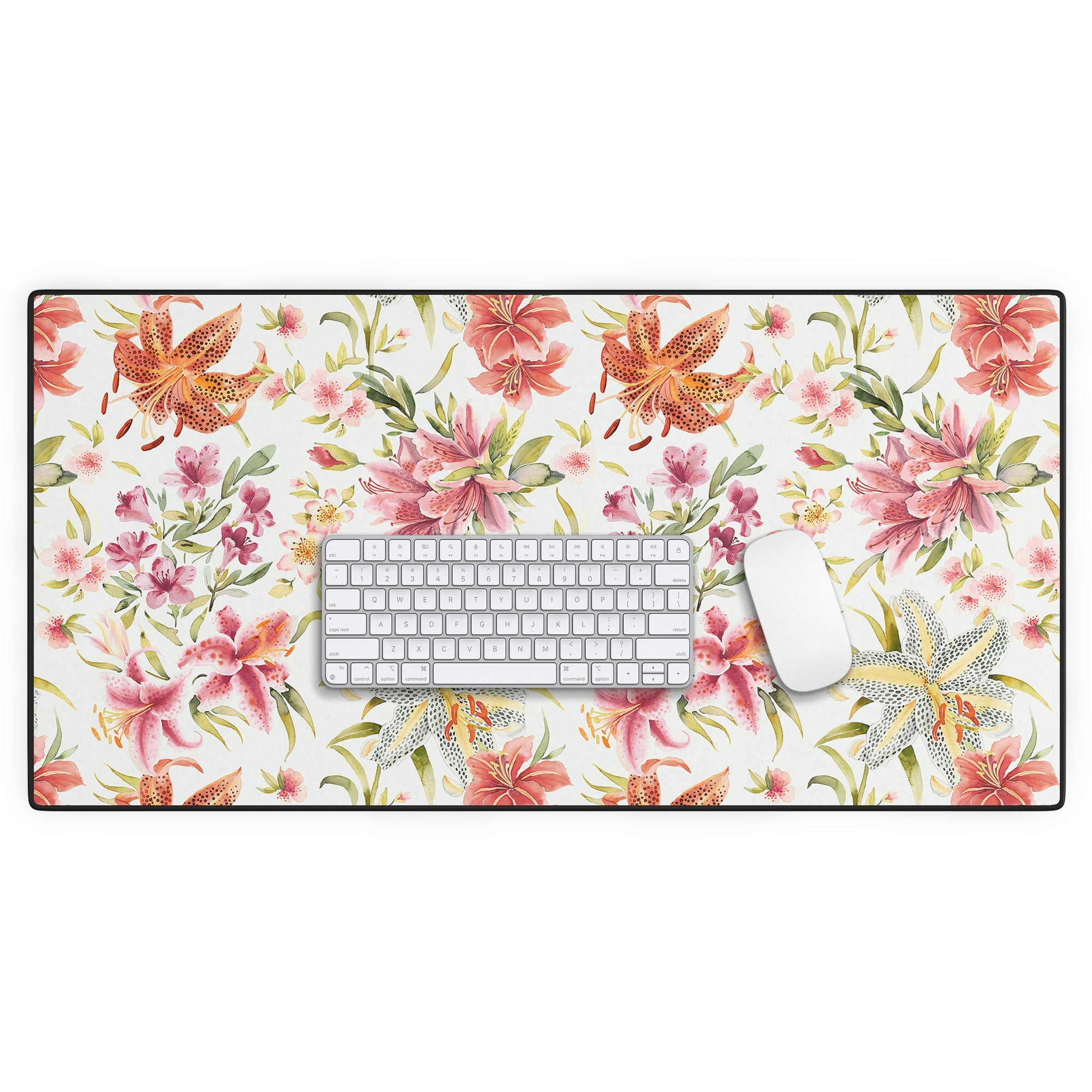 Ninola Design Botanic Retreat Lily Lush Floral Orange Green Desk Mat