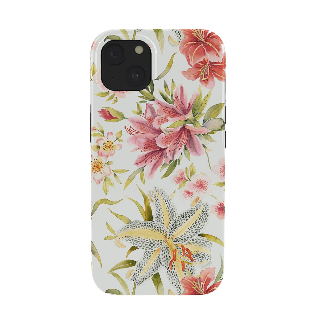 Ninola Design Botanic Retreat Lily Lush Floral Orange Green Phone Case
