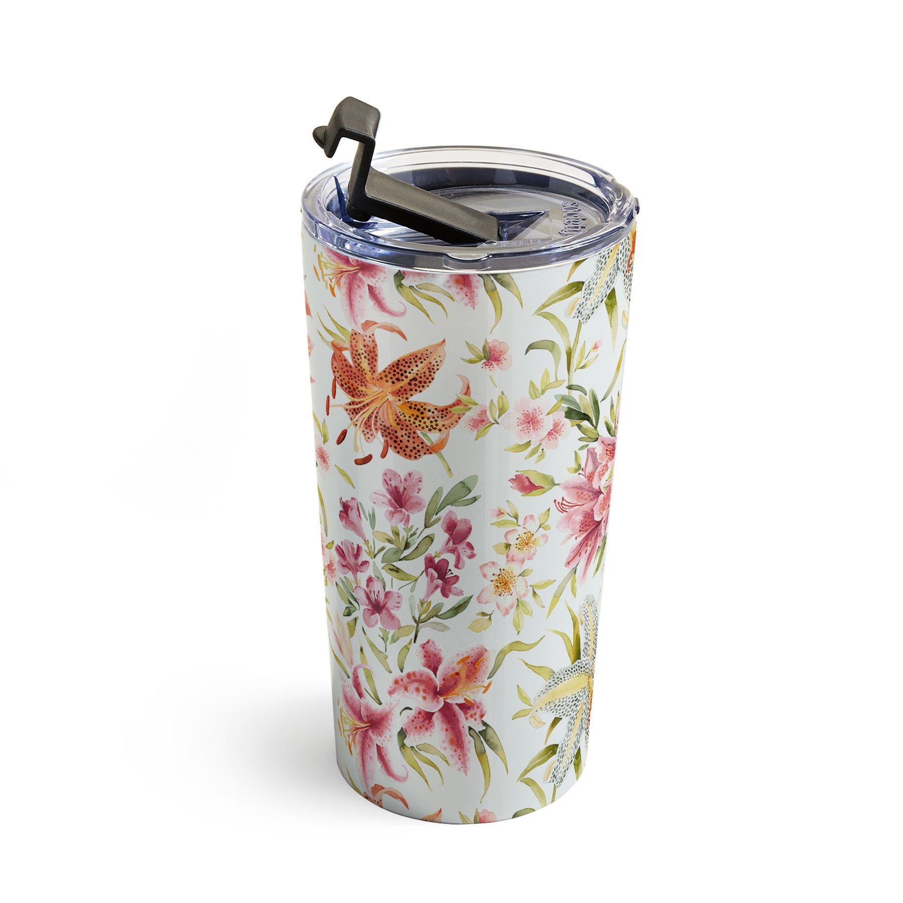 Ninola Design Botanic Retreat Lily Lush Floral Orange Green Travel Mug