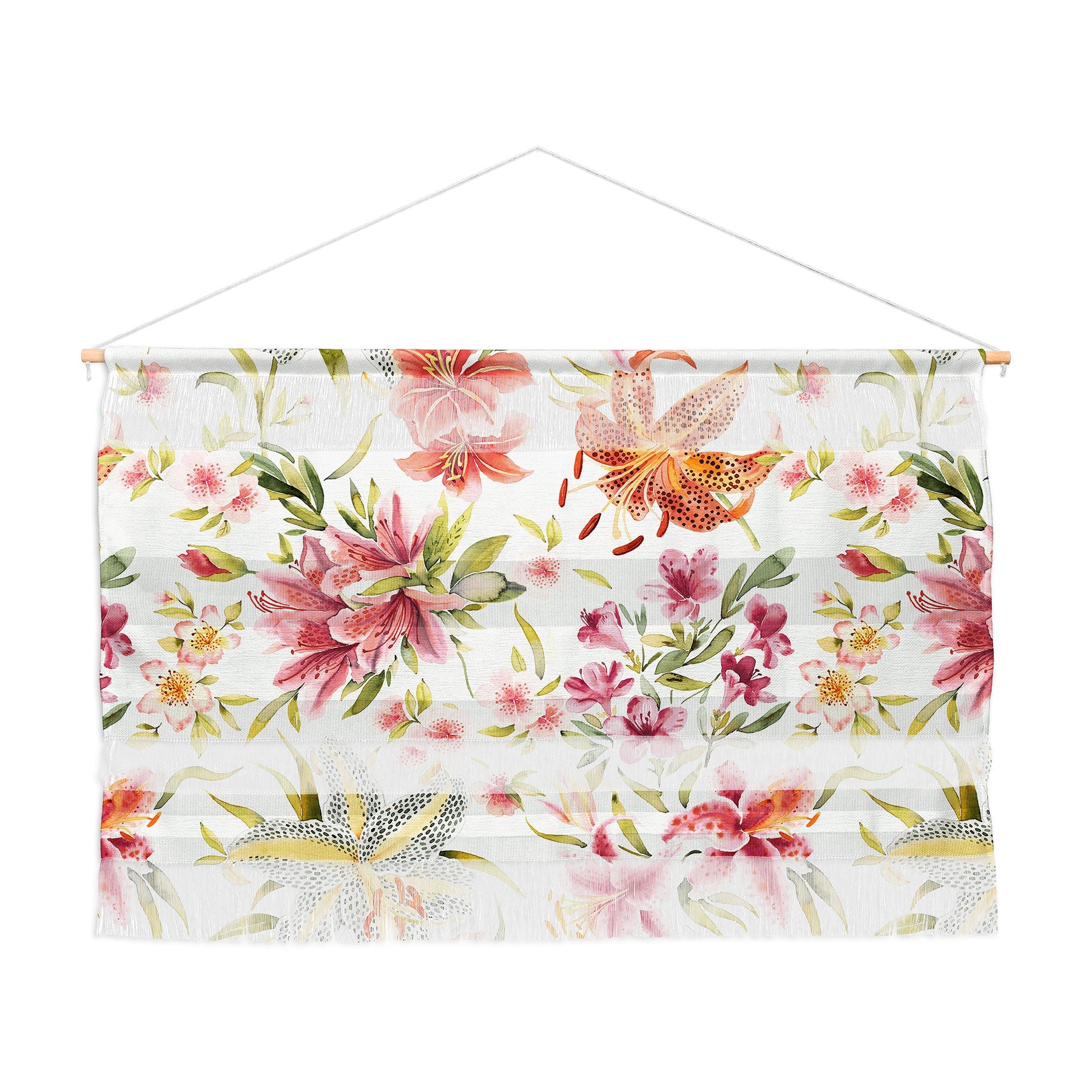 Ninola Design Botanic Retreat Lily Lush Floral Orange Green Wall Hanging Landscape