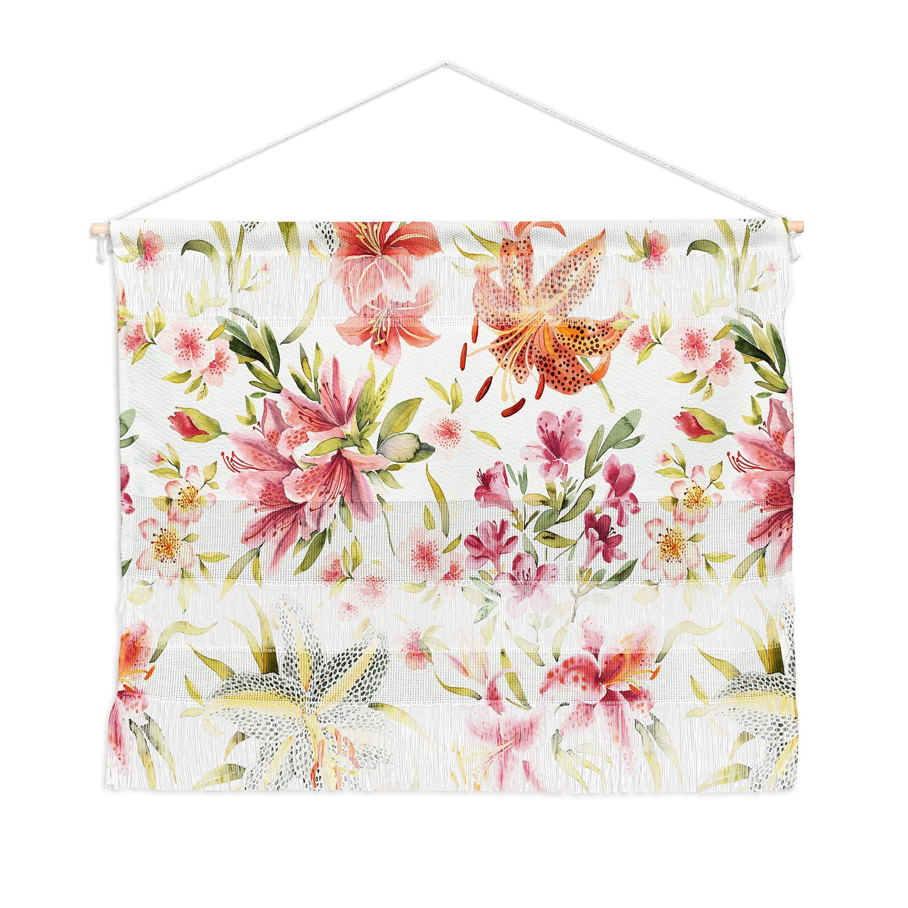 Ninola Design Botanic Retreat Lily Lush Floral Orange Green Wall Hanging Landscape