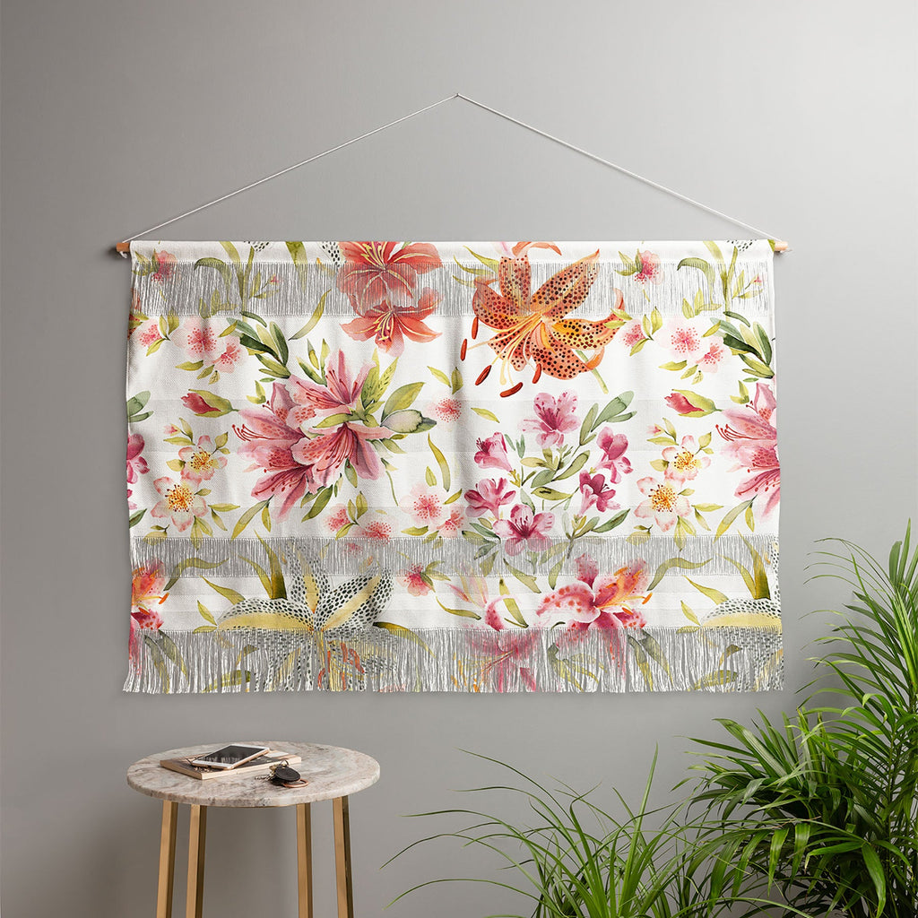 Ninola Design Botanic Retreat Lily Lush Floral Orange Green Wall Hanging Landscape