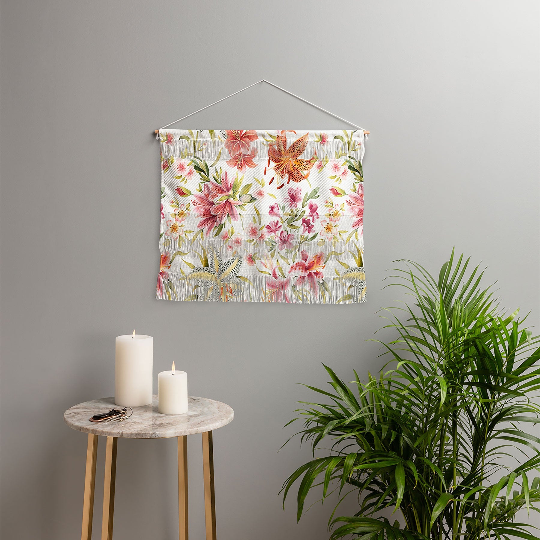 Ninola Design Botanic Retreat Lily Lush Floral Orange Green Wall Hanging Landscape
