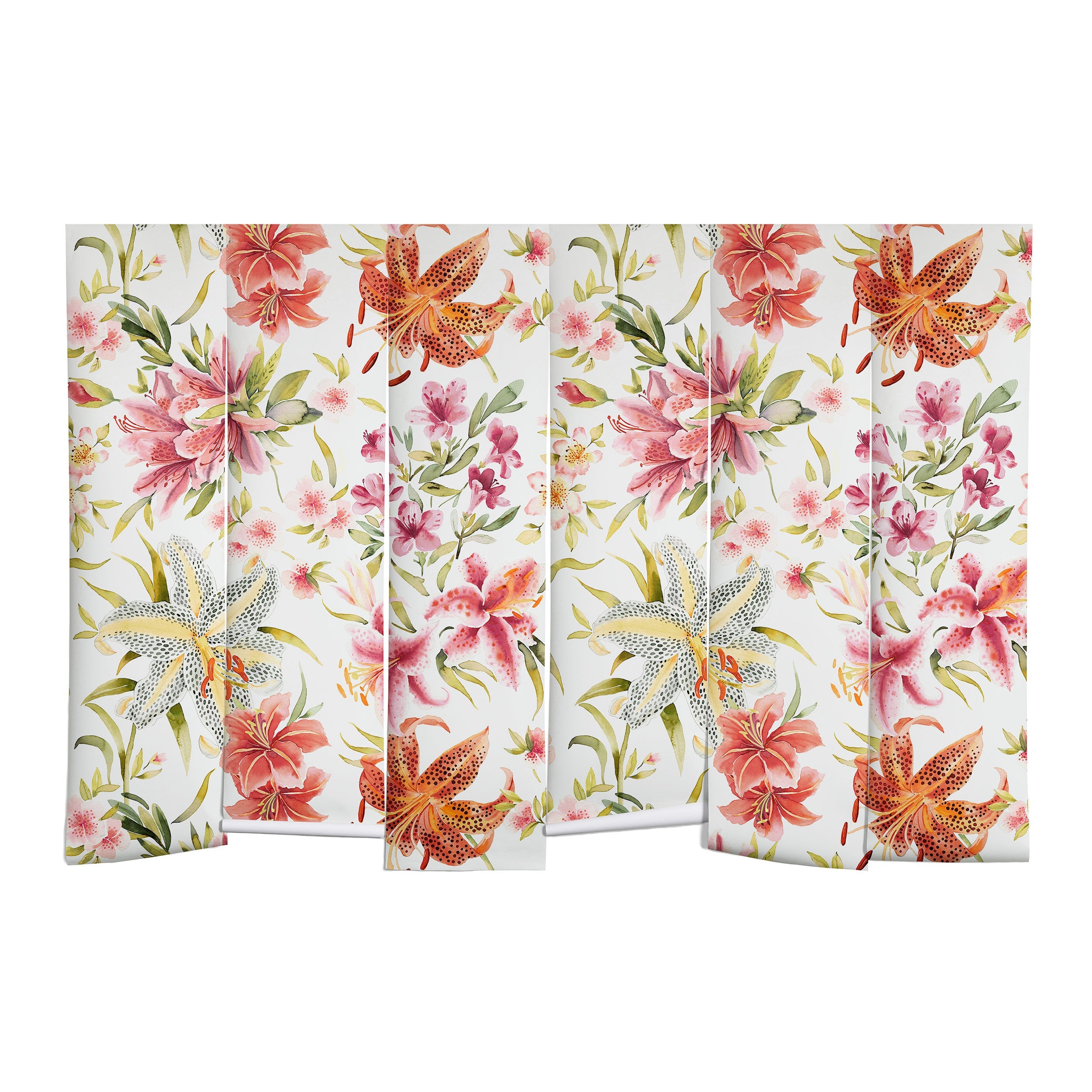 Ninola Design Botanic Retreat Lily Lush Floral Orange Green Wall Mural