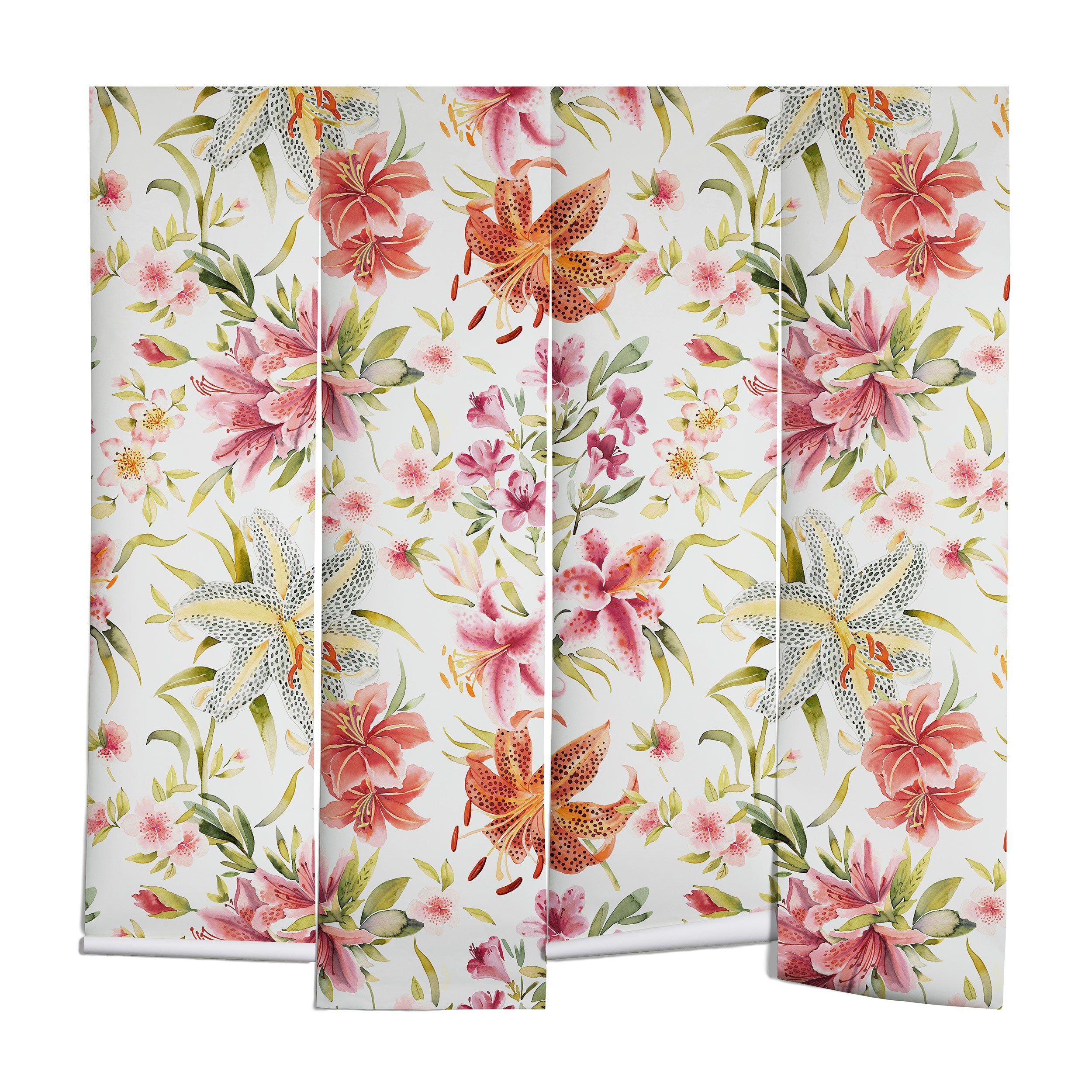 Ninola Design Botanic Retreat Lily Lush Floral Orange Green Wall Mural