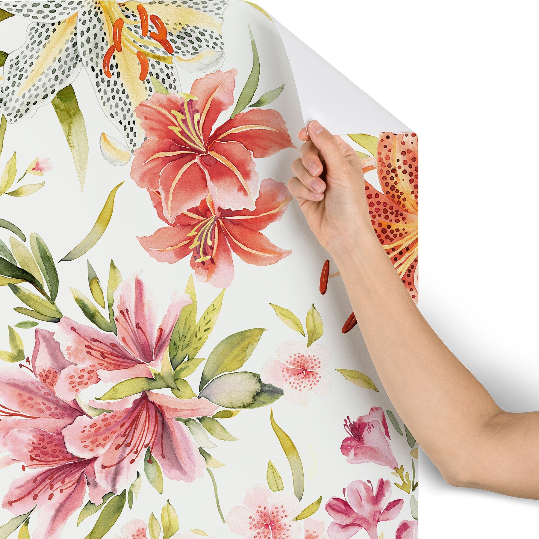 Ninola Design Botanic Retreat Lily Lush Floral Orange Green Wallpaper