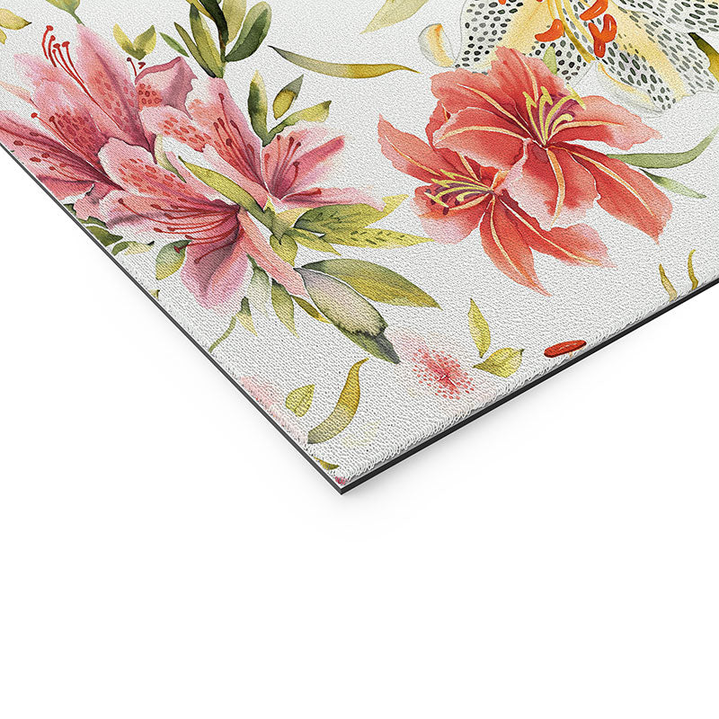 Ninola Design Botanic Retreat Lily Lush Floral Orange Green Welcome Mat