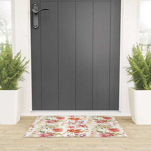 Ninola Design Botanic Retreat Lily Lush Floral Orange Green Welcome Mat