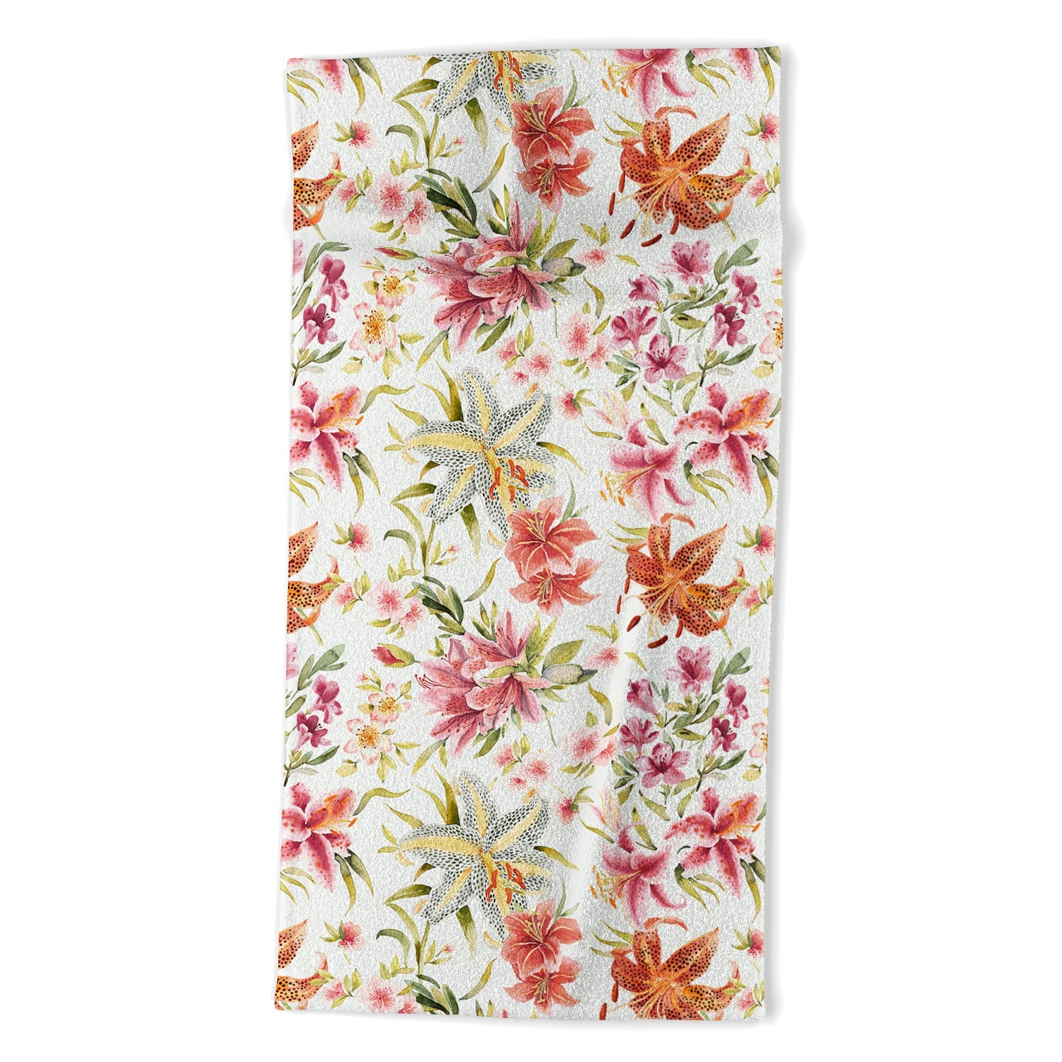 Ninola Design Botanic Retreat Lily Lush Floral Orange Green Beach Towel