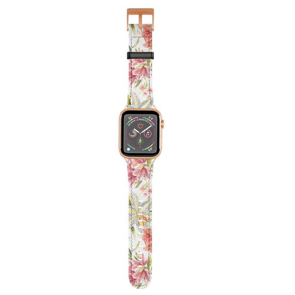 Ninola Design Botanic Retreat Lily Lush Floral Orange Green Apple Watch Band