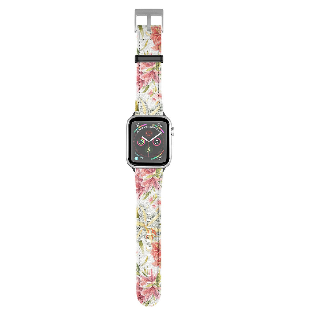Ninola Design Botanic Retreat Lily Lush Floral Orange Green Apple Watch Band
