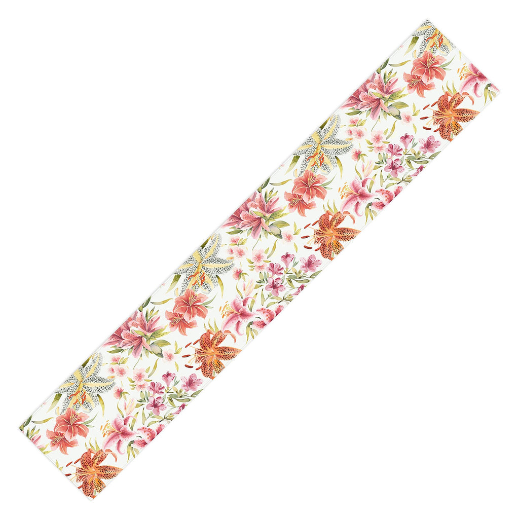 Ninola Design Botanic Retreat Lily Lush Floral Orange Green Table Runner