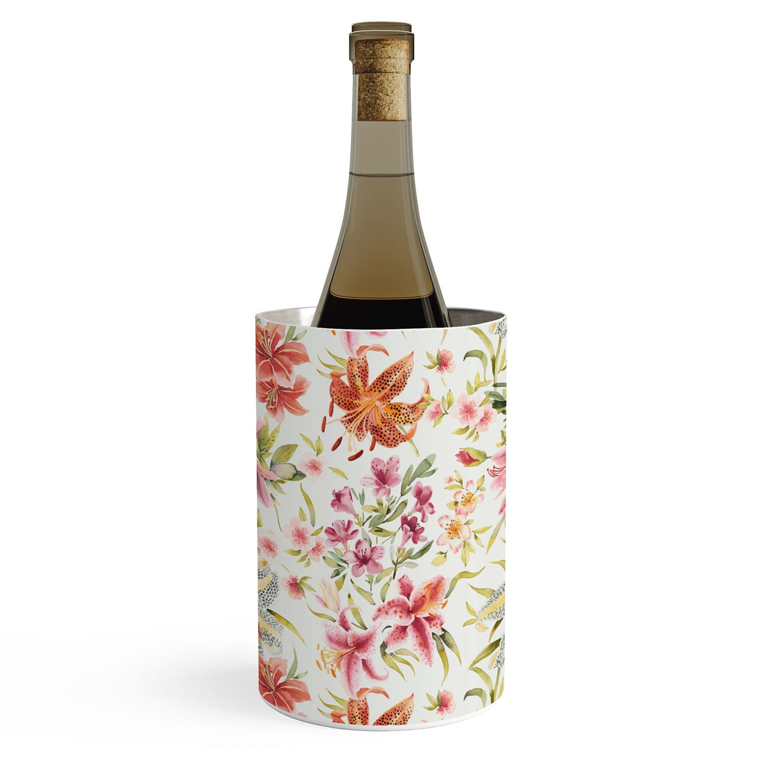 Ninola Design Botanic Retreat Lily Lush Floral Orange Green Wine Chiller