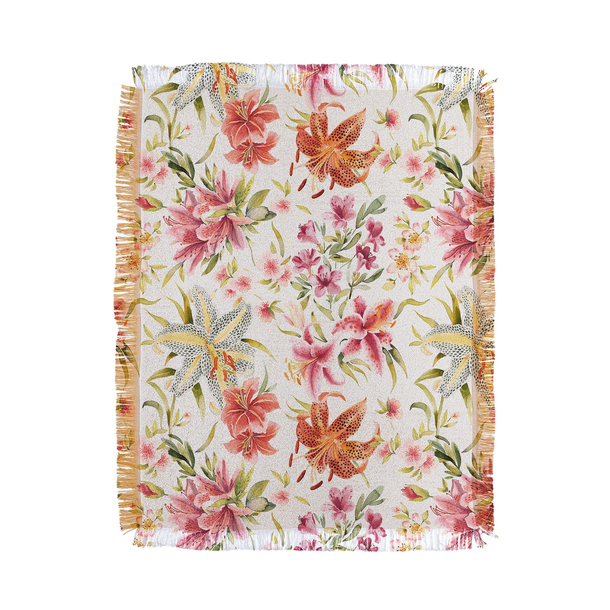 Ninola Design Botanic Retreat Lily Lush Floral Orange Green Throw Blanket