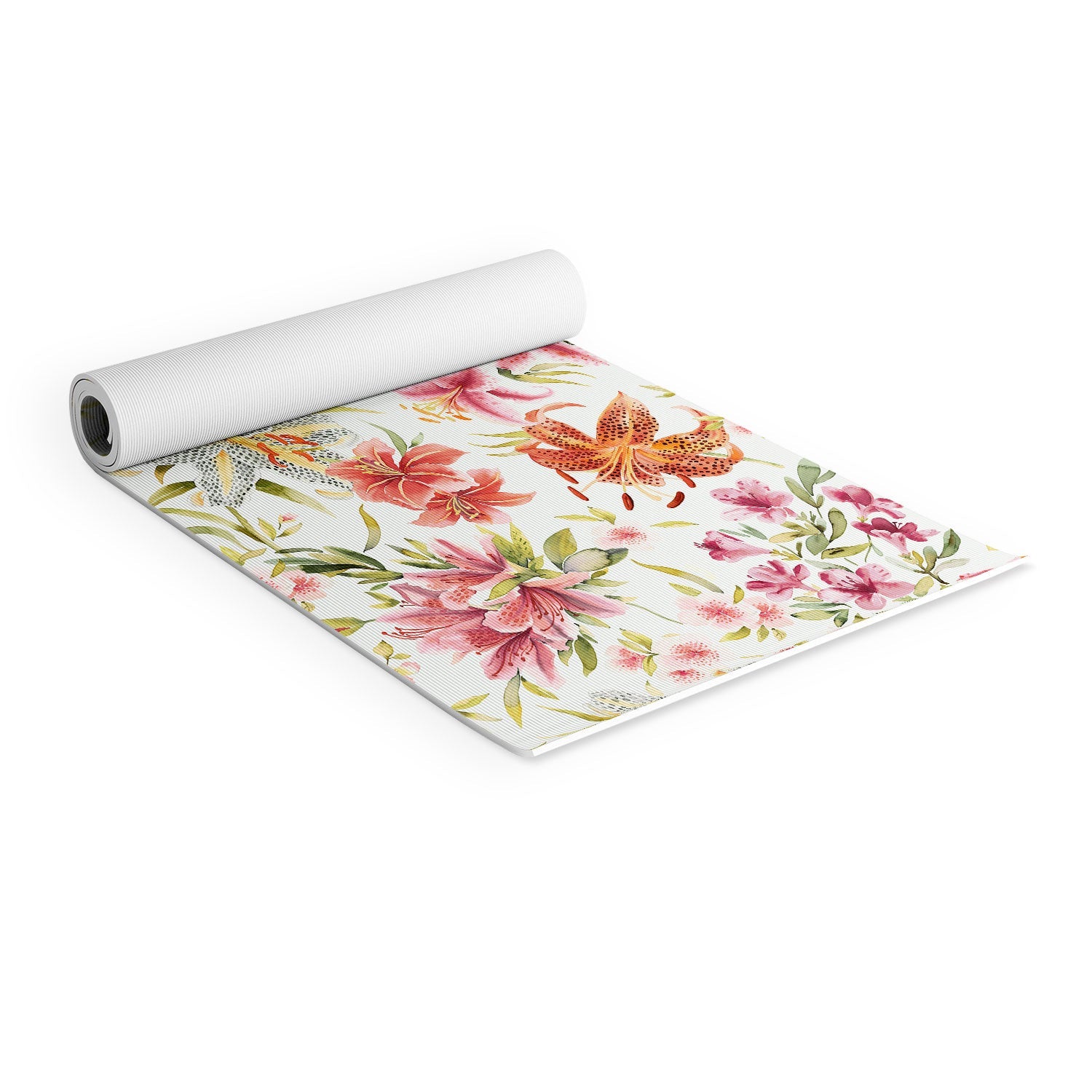 Ninola Design Botanic Retreat Lily Lush Floral Orange Green Yoga Mat