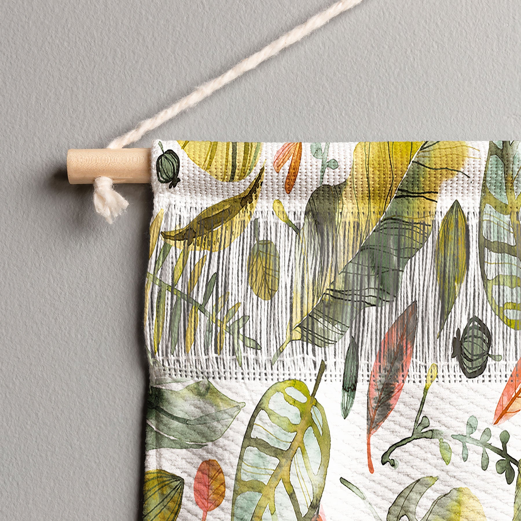 Ninola Design Botanic Retreat Tropical Jungle Leaves Botanical Green Orange Wall Hanging Portrait