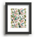 Ninola Design Botanic Retreat Tropical Leaves Flowers Pink Green Recessed Framing Rectangle