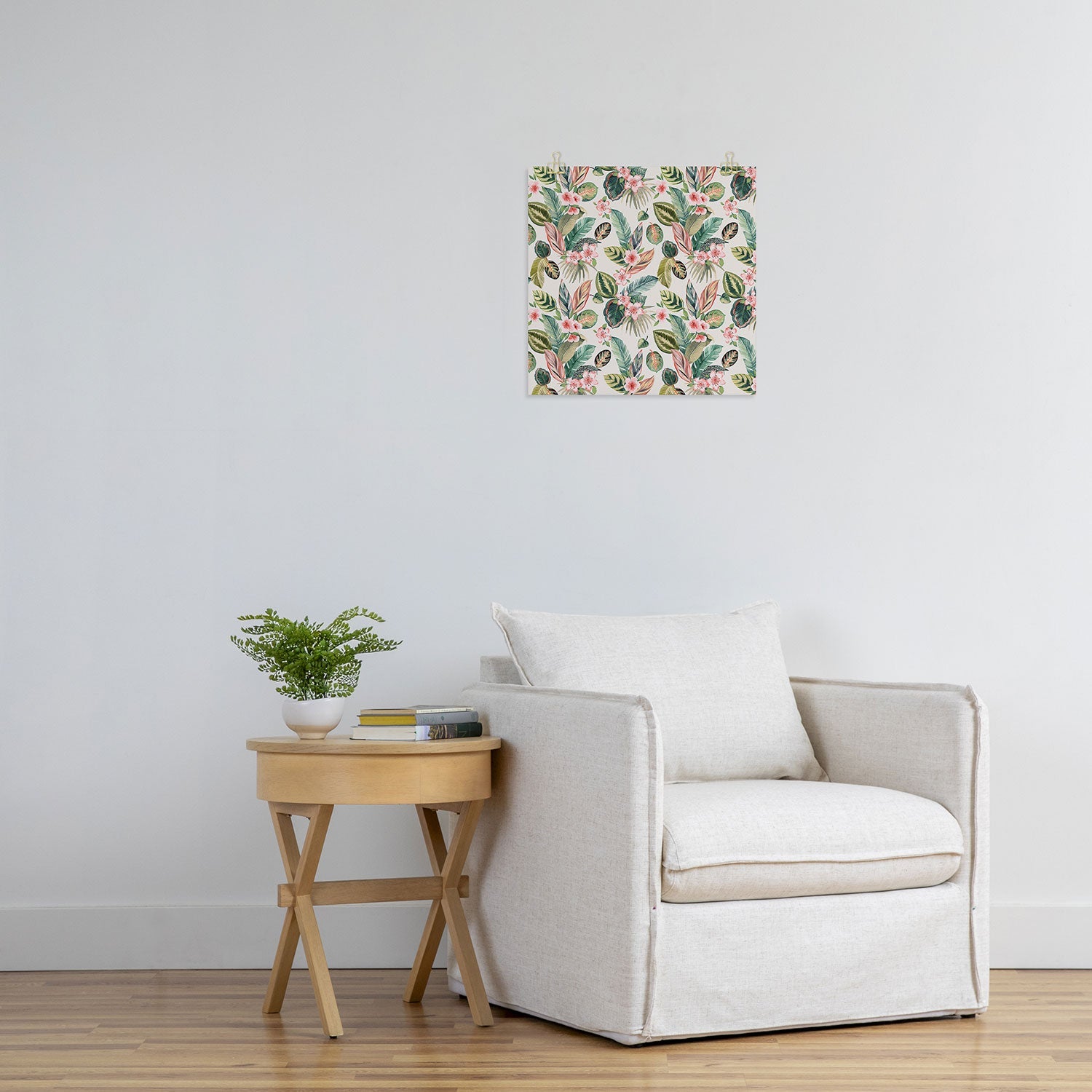 Ninola Design Botanic Retreat Tropical Leaves Flowers Pink Green Art Print
