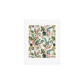 Ninola Design Botanic Retreat Tropical Leaves Flowers Pink Green Art Print