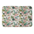 Ninola Design Botanic Retreat Tropical Leaves Flowers Pink Green Memory Foam Bath Mat