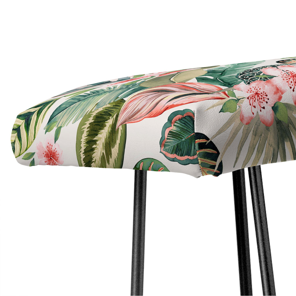 Ninola Design Botanic Retreat Tropical Leaves Flowers Pink Green Bench