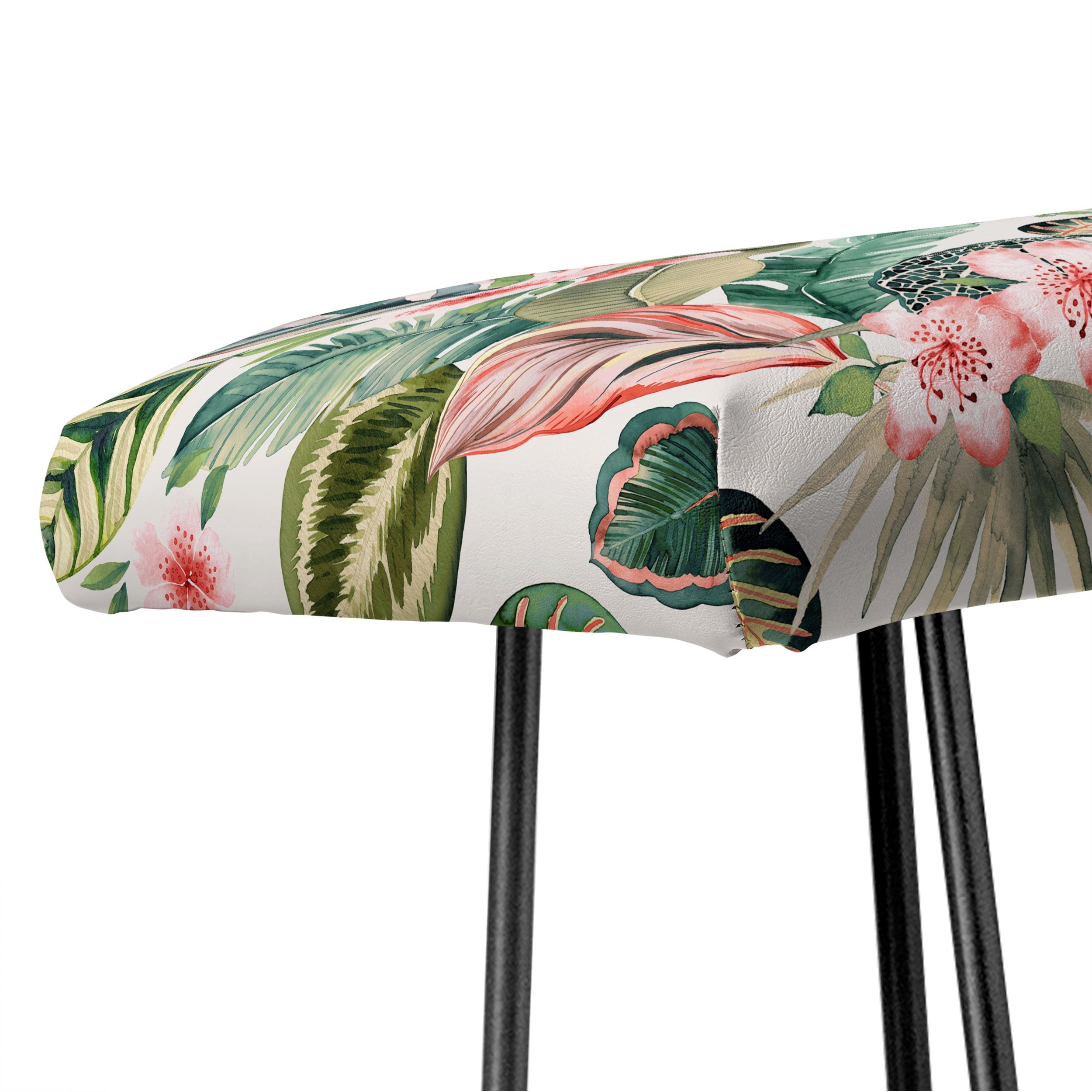 Ninola Design Botanic Retreat Tropical Leaves Flowers Pink Green Bench