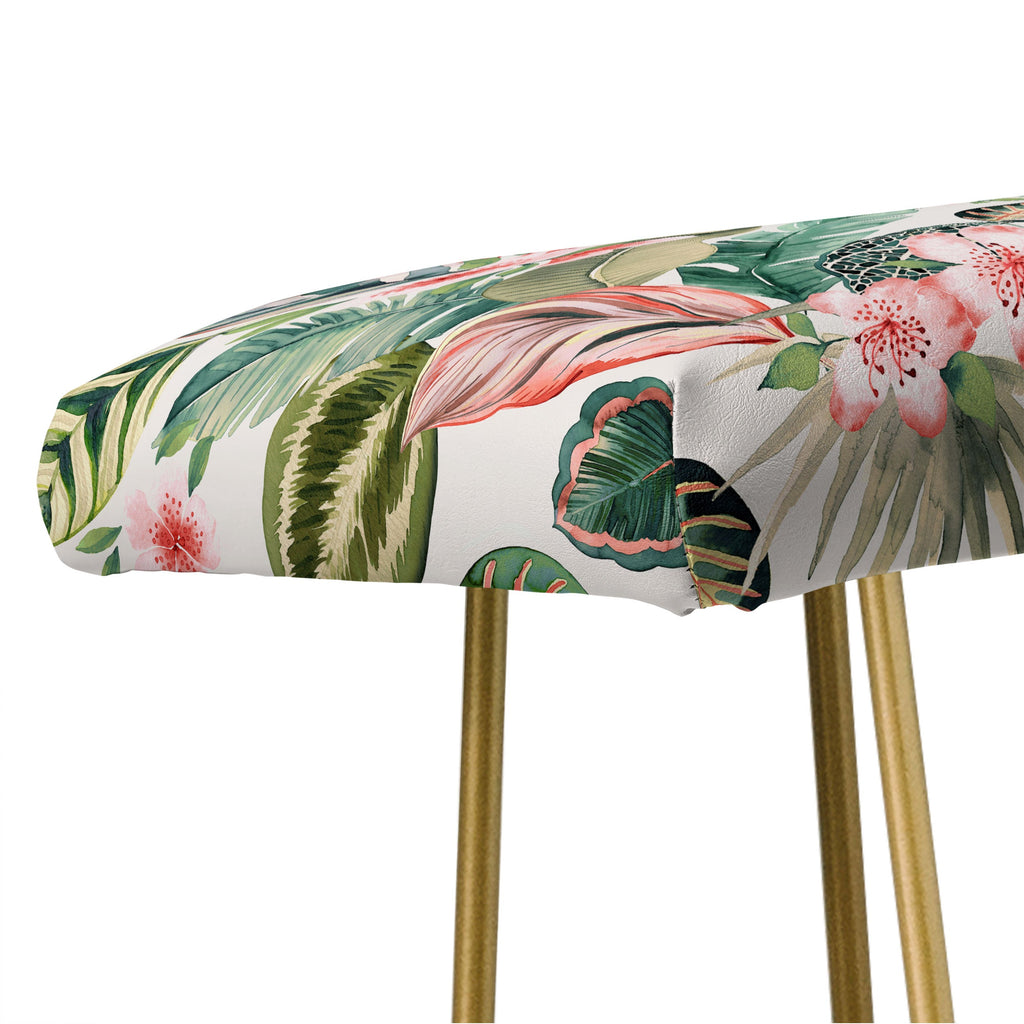 Ninola Design Botanic Retreat Tropical Leaves Flowers Pink Green Bench