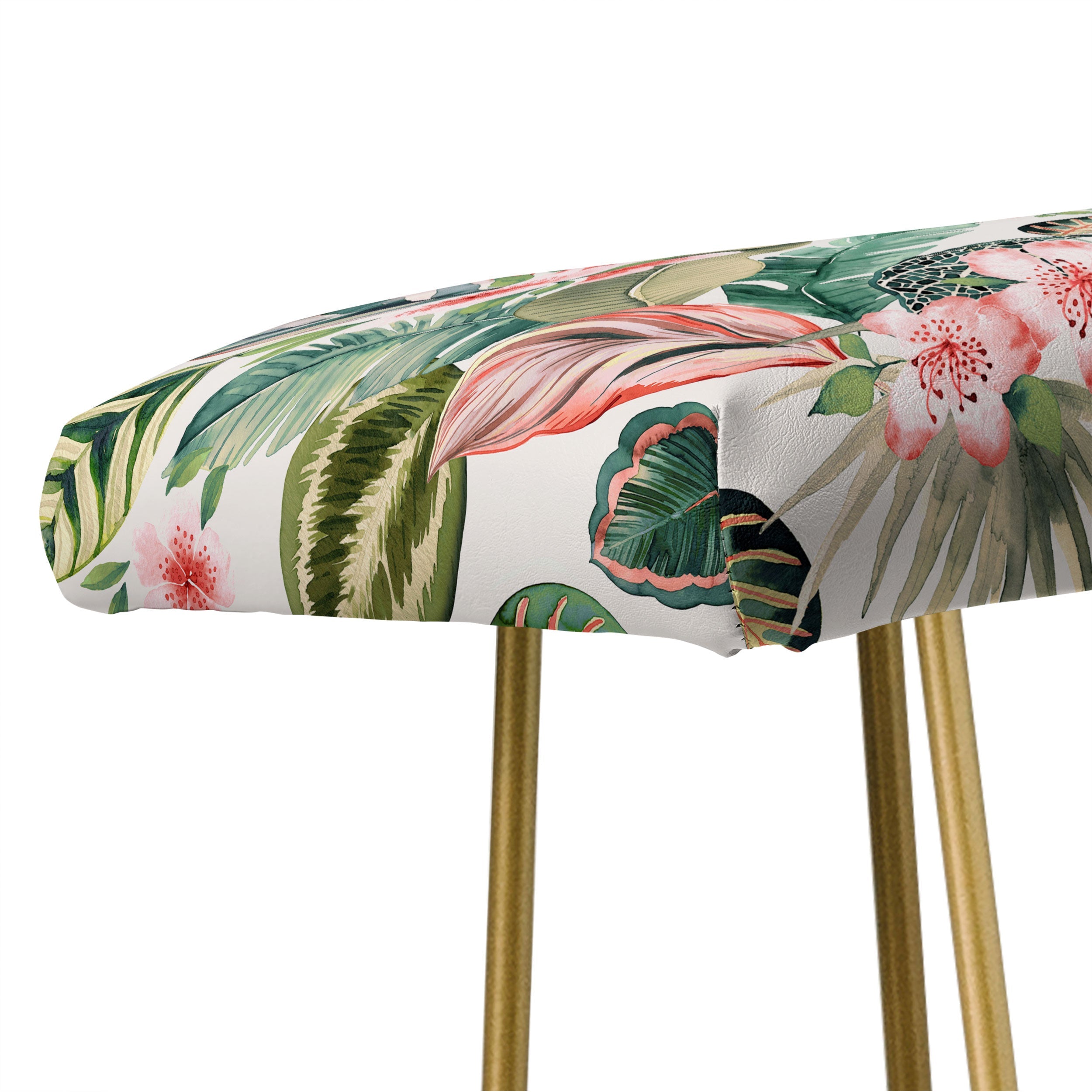 Ninola Design Botanic Retreat Tropical Leaves Flowers Pink Green Bench