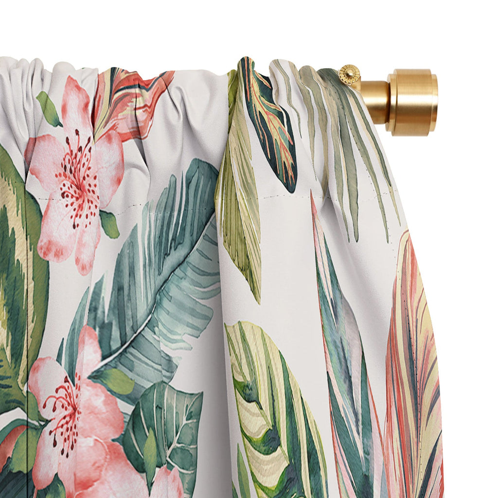 Ninola Design Botanic Retreat Tropical Leaves Flowers Pink Green Blackout Non Repeat