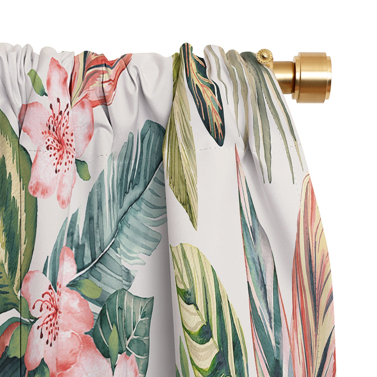 Ninola Design Botanic Retreat Tropical Leaves Flowers Pink Green Blackout Non Repeat