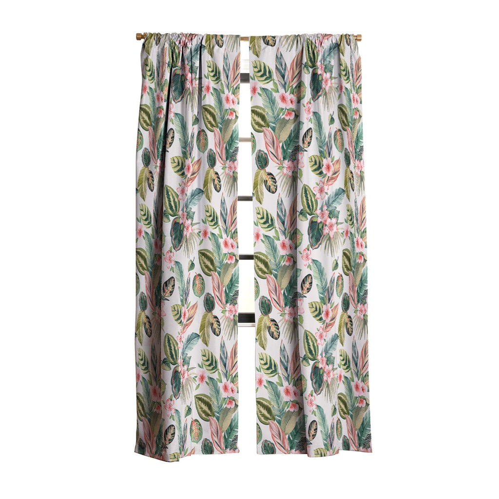 Ninola Design Botanic Retreat Tropical Leaves Flowers Pink Green Blackout Non Repeat