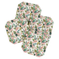 Ninola Design Botanic Retreat Tropical Leaves Flowers Pink Green Coaster Set